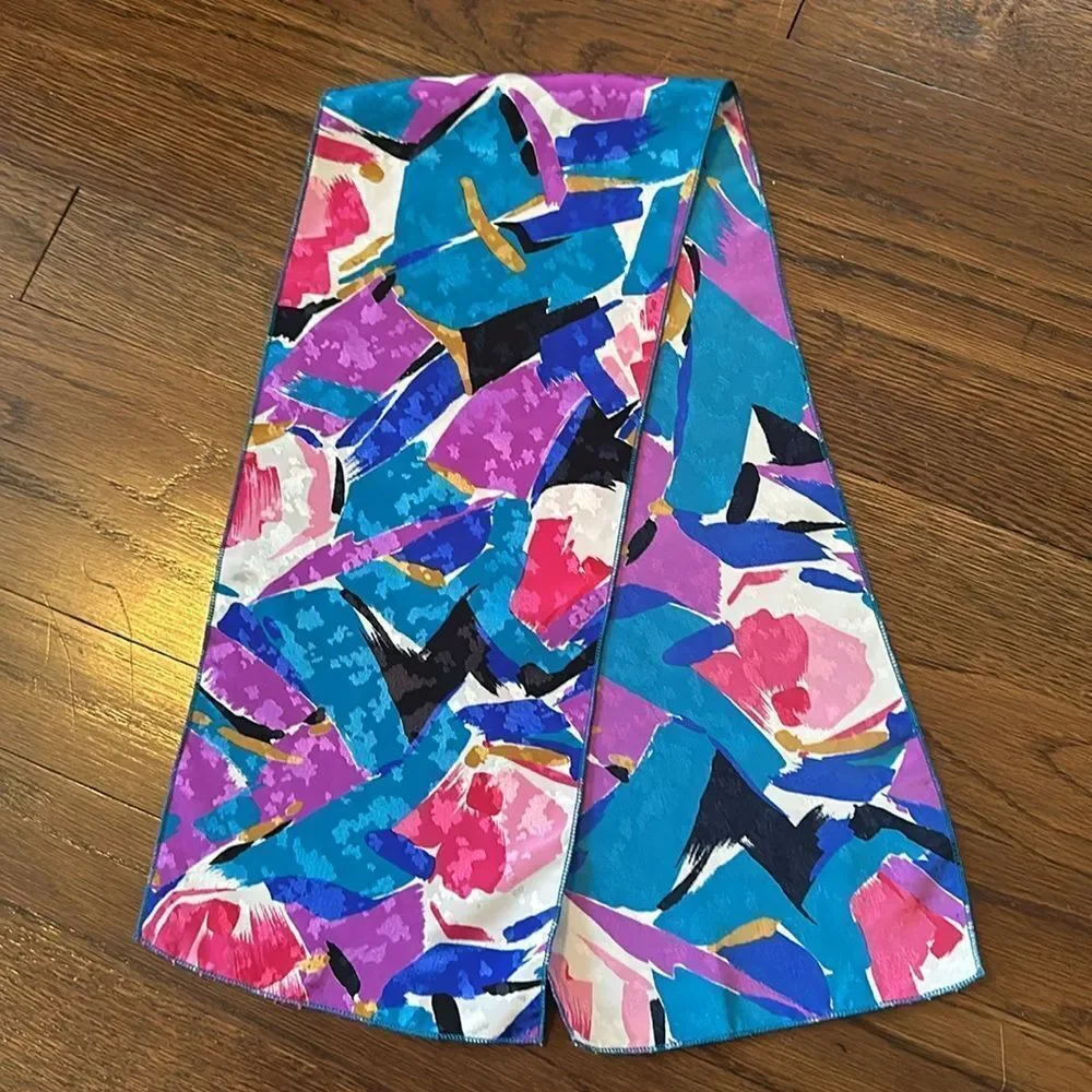 Multi colored‎ shiny polyester neck scarf